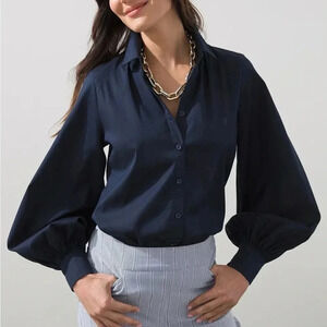 NWT Chicos Black Poplin Billow Sleeve Top Size Chicos 00 US XS/2